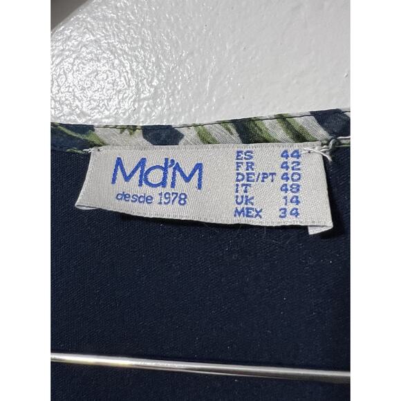 Md’M Tropical Dress Hawaii Hibiscus Short Chiffon Blue Medium Sz 10 resort - Picture 8 of 11